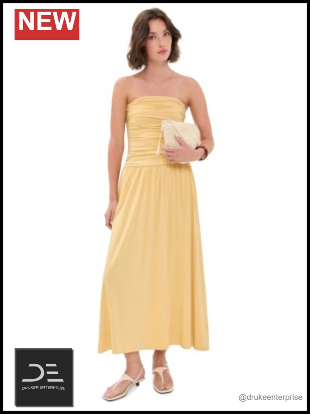 Strapless Ruched Maxi Dress Bodycon Fitted Sleeveless